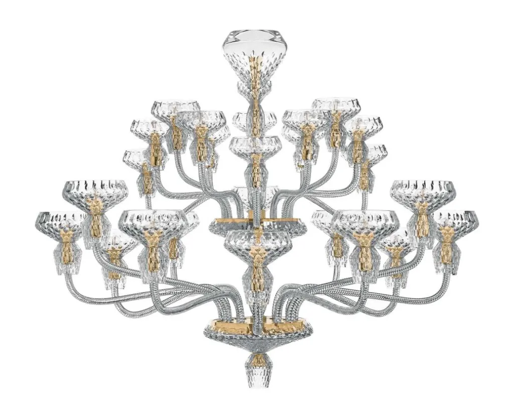 LUSTRE 24 LUMIÈRES FINITION DORÉE