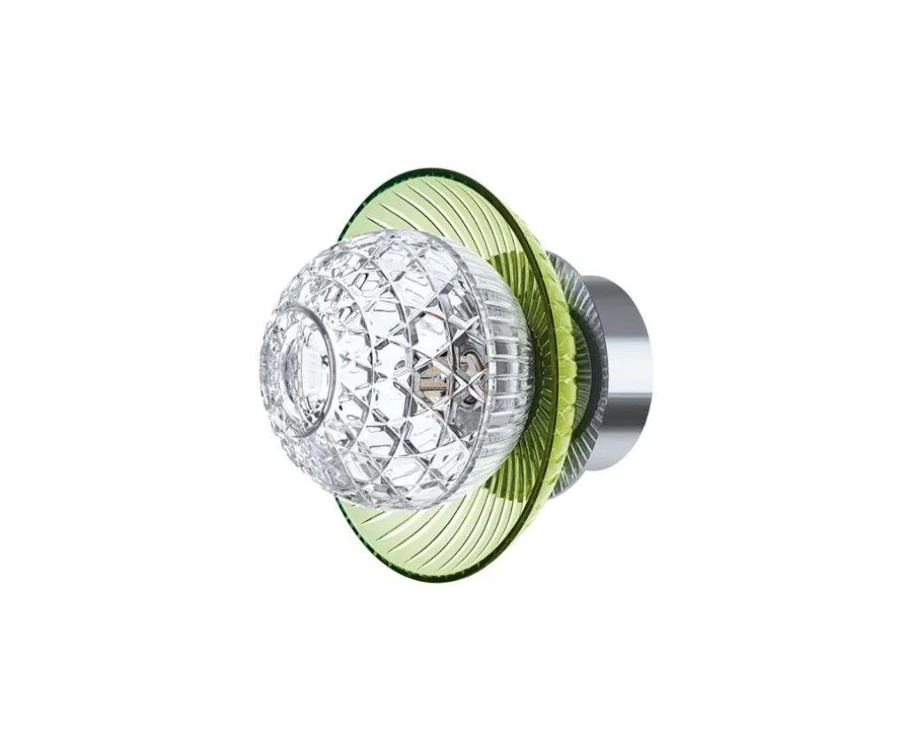 ROYAL APPLIQUE IP44 1L BOBÈCHE CHARTREUSE FINITION INOX POLI